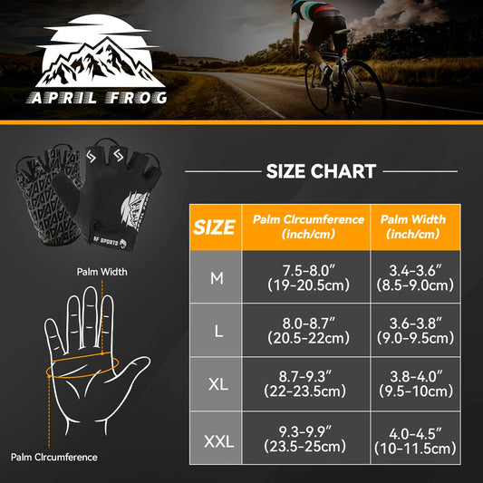 Bike Cycling Sports Gloves: Half Finger Bicycle Gloves for Men Women with 5MM Gel Pad - Anti-Slip Exercise Workout Gloves for Gym Motorcycle